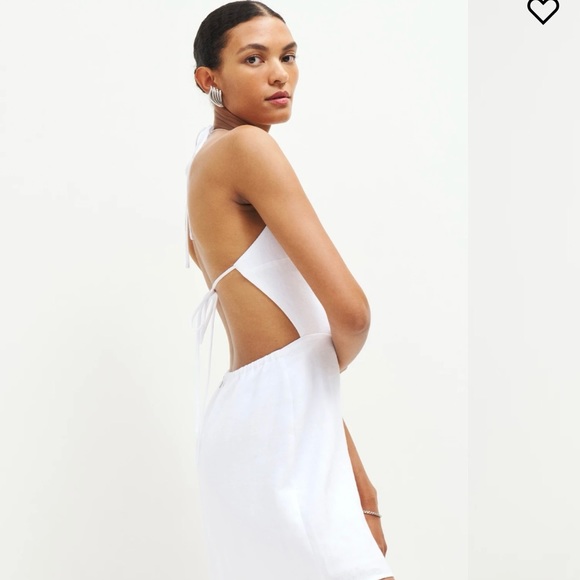 Reformation Mabli Linen White Dress Size 8 - Picture 3 of 7